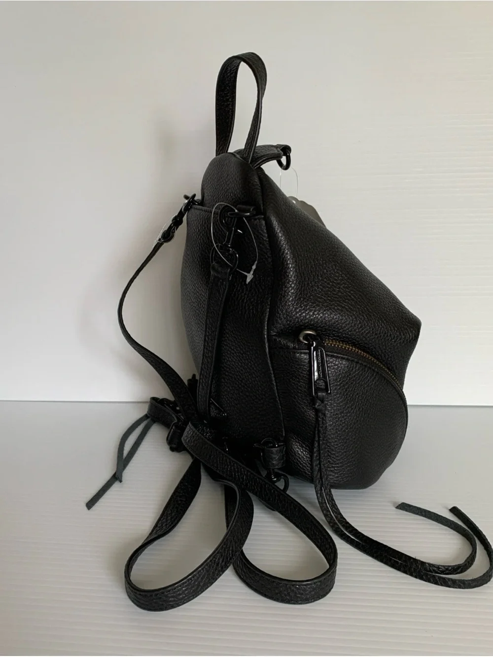 NWT Rebecca Minkoff Convertible Mini Julian Leather Backpack Black